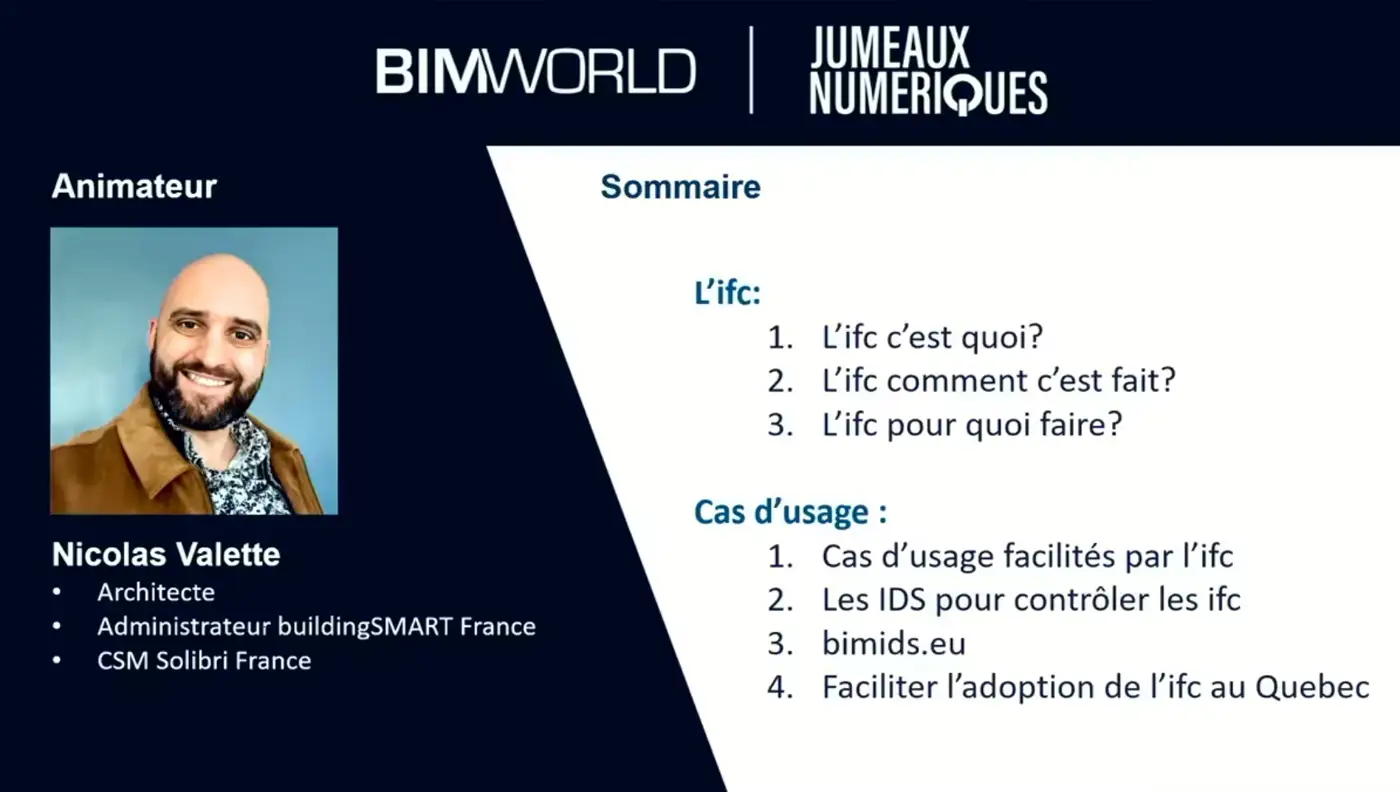 Page d'accueil de la session IFC BIM World 2024